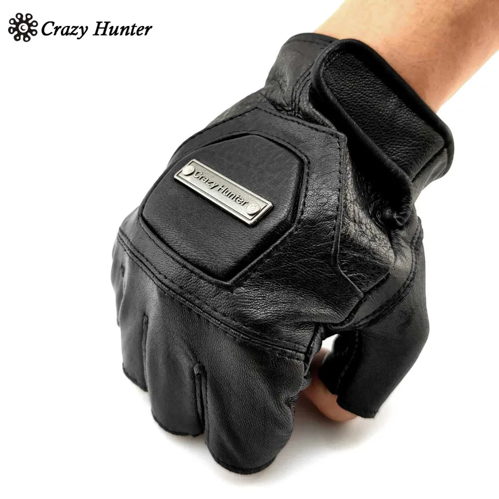 Байкерская мотоциклетная овечья шкура высокого качества кожаные перчатки без пальцев мужские тренировочные спортивные перчатки