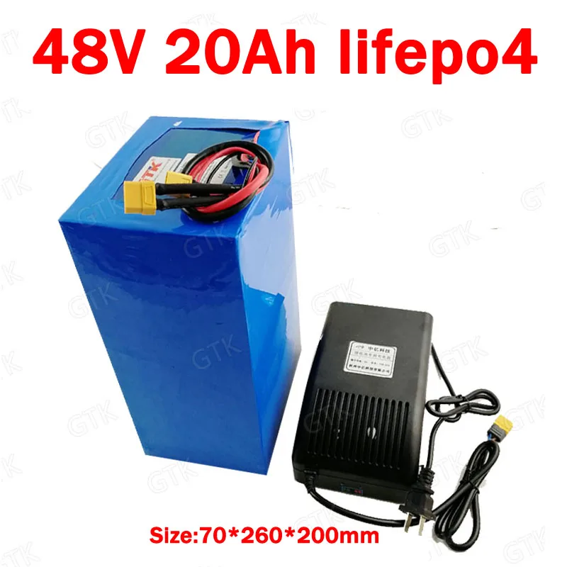 

GTK lithium 48v 20ah lifepo4 battery BMS 16s 51.2v 20Ah for 2000w electro scooter ebike go cart Electric Bicycle + charger