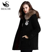 Escalier Women’s Fur Winter Jackets Fur Collar Coat Jacket Thick Warm Down Parka Hooded Warm Parkas XS-3XL Free Shipping