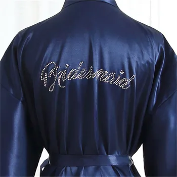 

Kimono Wedding Bride "Bridesmaid" Robes Bat-Sleeve Sexy Geisha Nightgown Lady Rhinestone Nightwear Rayon Yukata BathRobe Gown