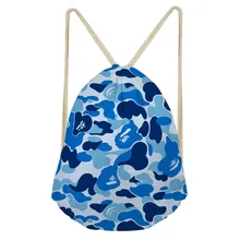 ThiKin Funny Colorful Leopard Camo Print Women Men Drawstrings Bags Softback Storage Bags Beach Backpacks Portable Bag