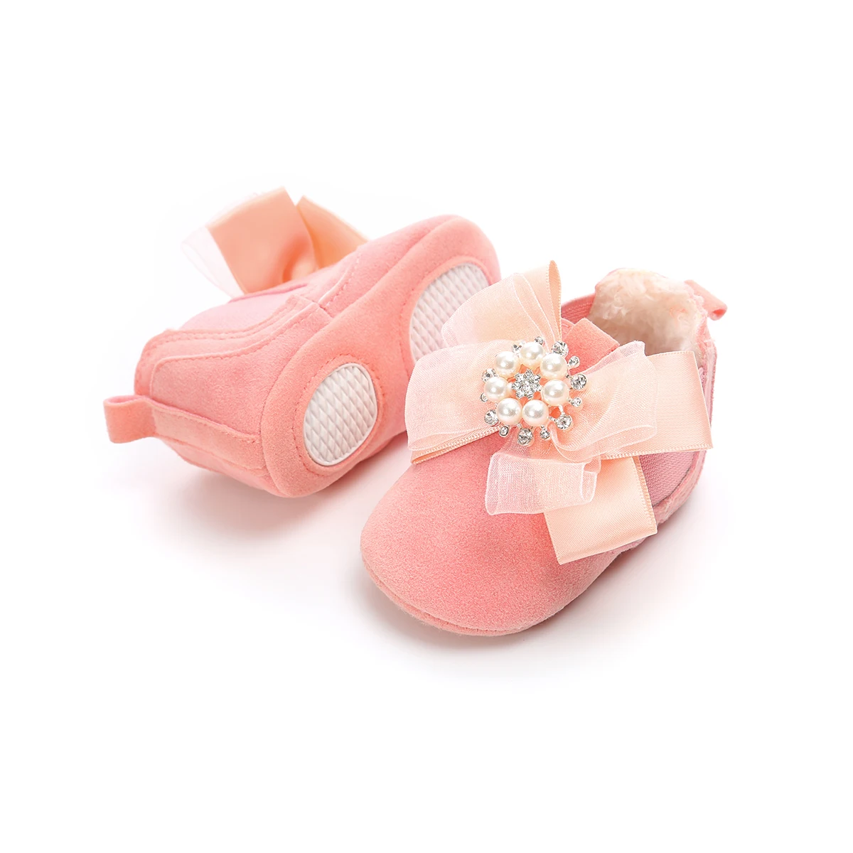 Emmababy детская обувь для новорожденных девочек Леопардовый бант мягкая подошва принцесса обувь для ползунков 0-18 м - Цвет: Розовый