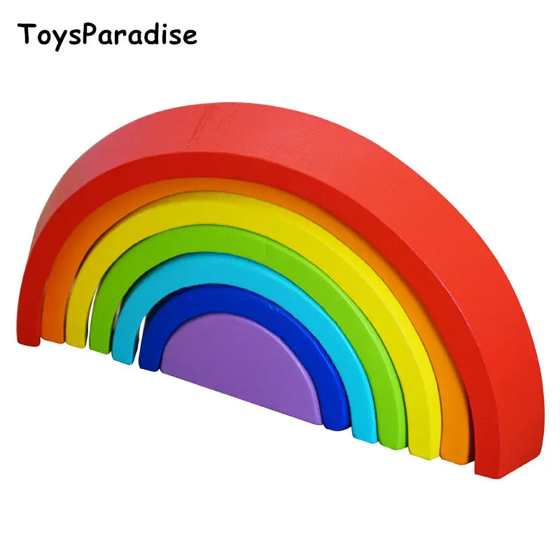 

Simulation Rainbow Blocks 7Pcs Arch Building Blocks Wooden Toys For Kids Baby Nesting Stacking Educational Girls Gift