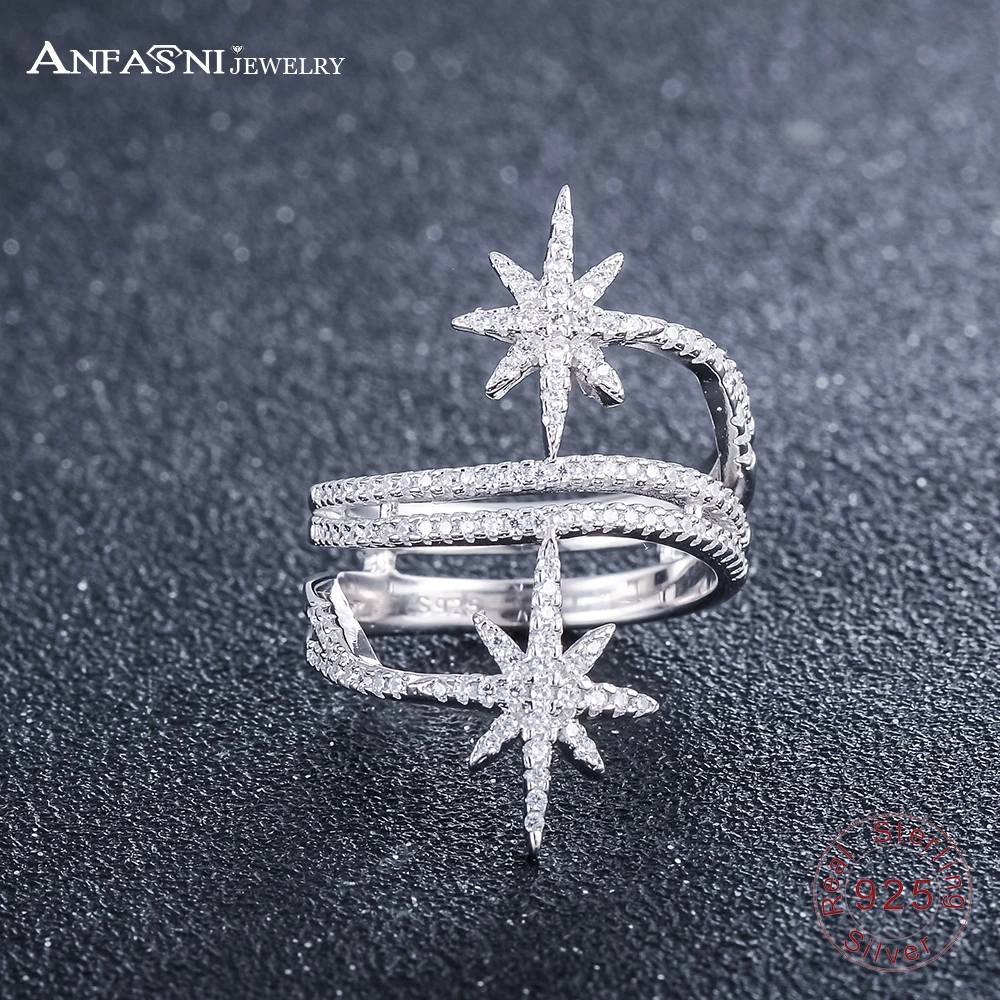 

ANFASNI 100% 925 Sterling Silver Star Meteor Rings For Women Finger Ring Famous Original Jewelry Fine Jewelry Free Shipping