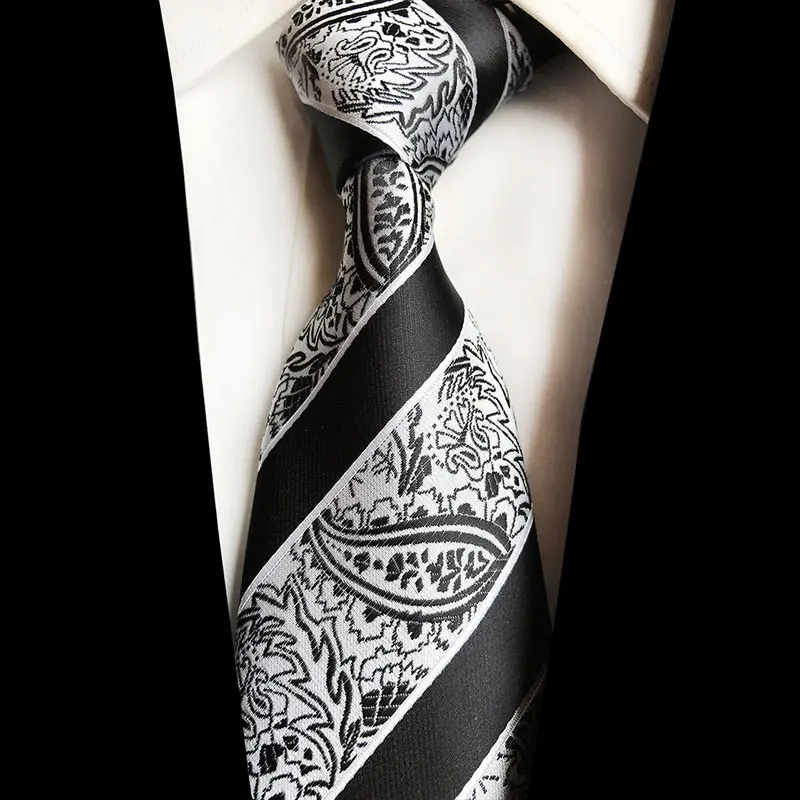 Роскошный 8 см галстук полосатый цветочный плед Пейсли ЖАККАРДОВЫЕ тканые Классические мужские галстуки на шею Свадебные Вечерние шелковые галстуки для жениха - Цвет: FT10