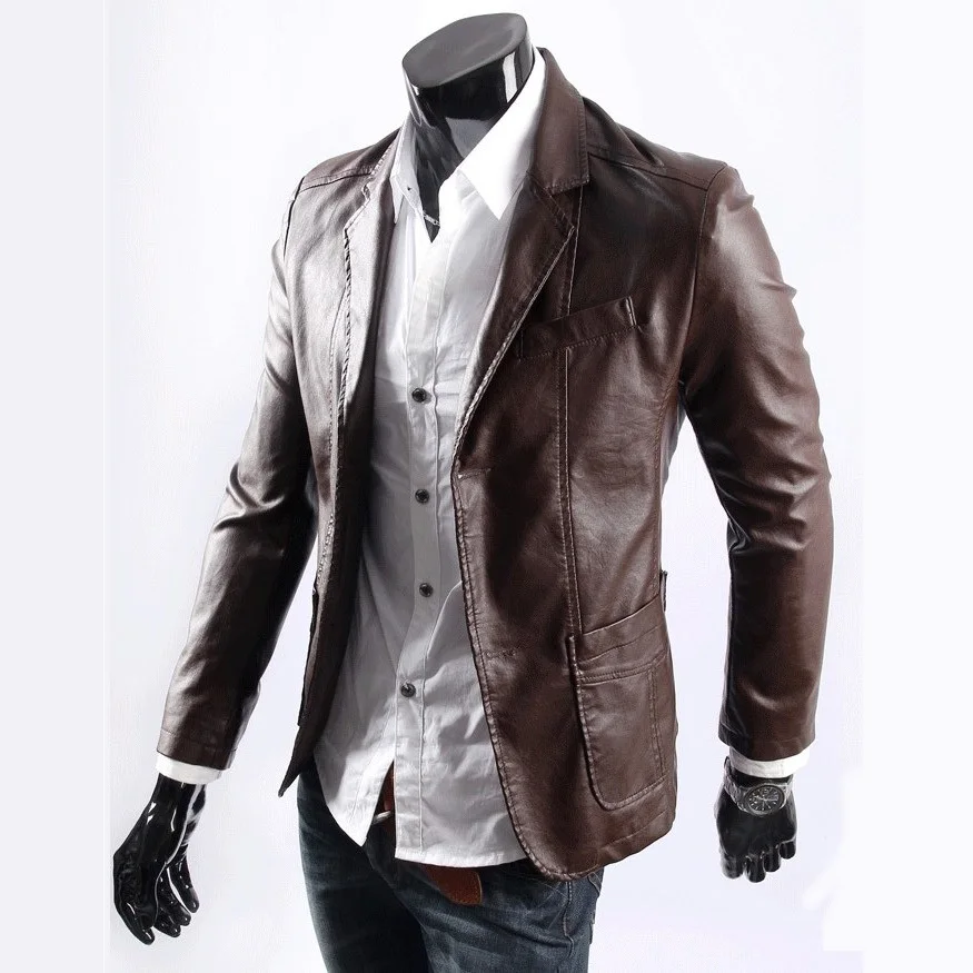 2013 men leather suit jacket fashion leather jacket men new fashion PU