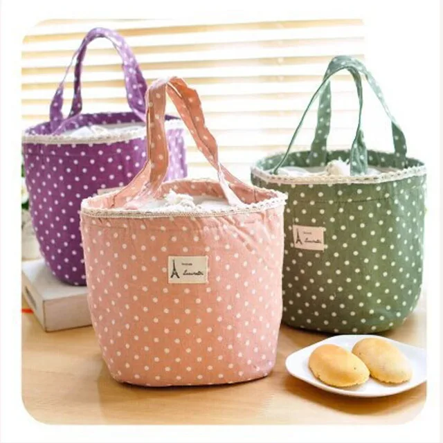 2016 Recién Llegado de Polka Dot Bolsa de Almuerzo Contenedor Caja de