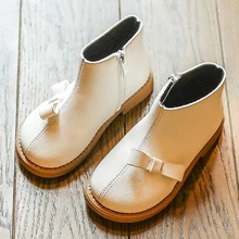 

Boots Kids Girl Leather Shoes Boots 2018 Children Footwear Bow-knot Princess Baby Shoes for Girls Party and Wedding Black White