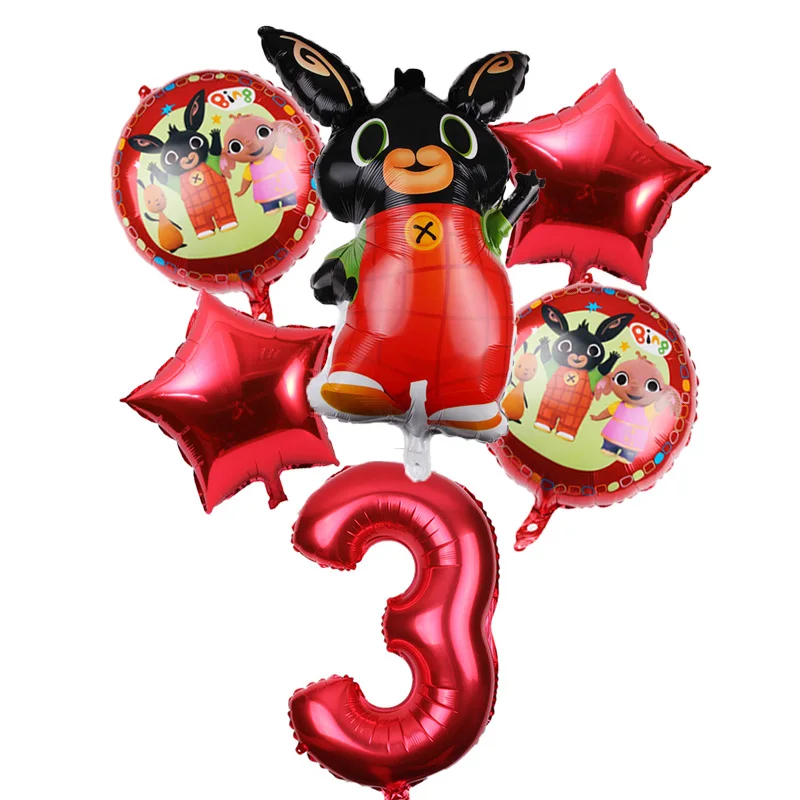 6 шт./лот 83*44 см мультяшный Bing Bunny 32 дюйма с цифрами фольгированные воздушные шары