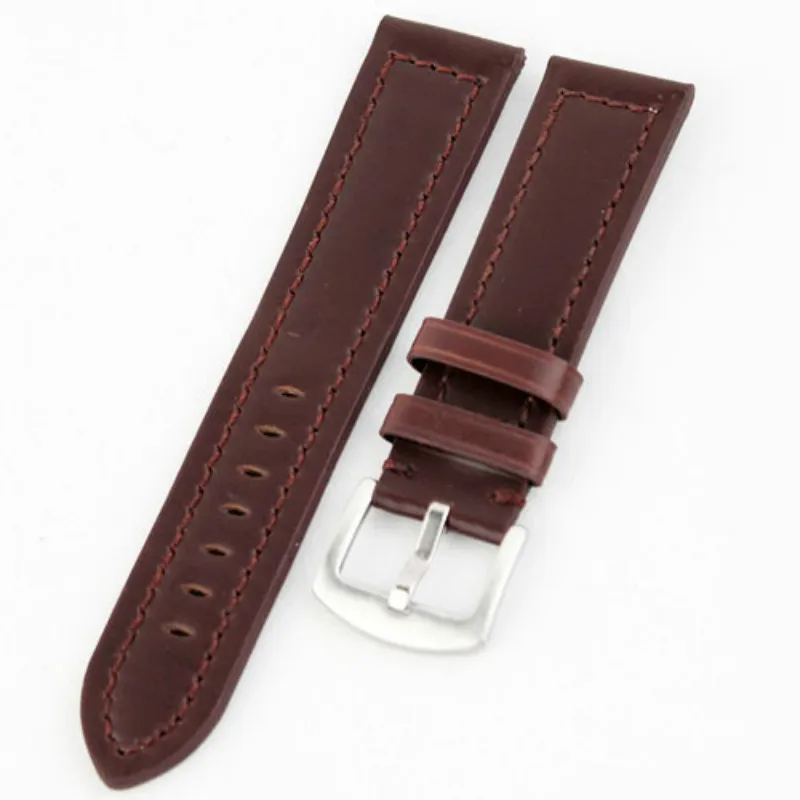

Brown /Black Smooth Matt Leather Watch Band Strap Wide Clasp Hole for Big Watch 18mm,20mm,22mm,24mm,26mm,28mm,30mm