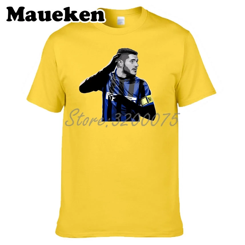 Мужская итальянская футболка 9 Mauro Icardi Captain для фанатов подарок с круглым вырезом