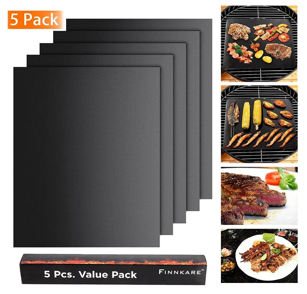 Grill Mat Set of 5, Non Stick BBQ Grill & Baking Mats, FDA Approved