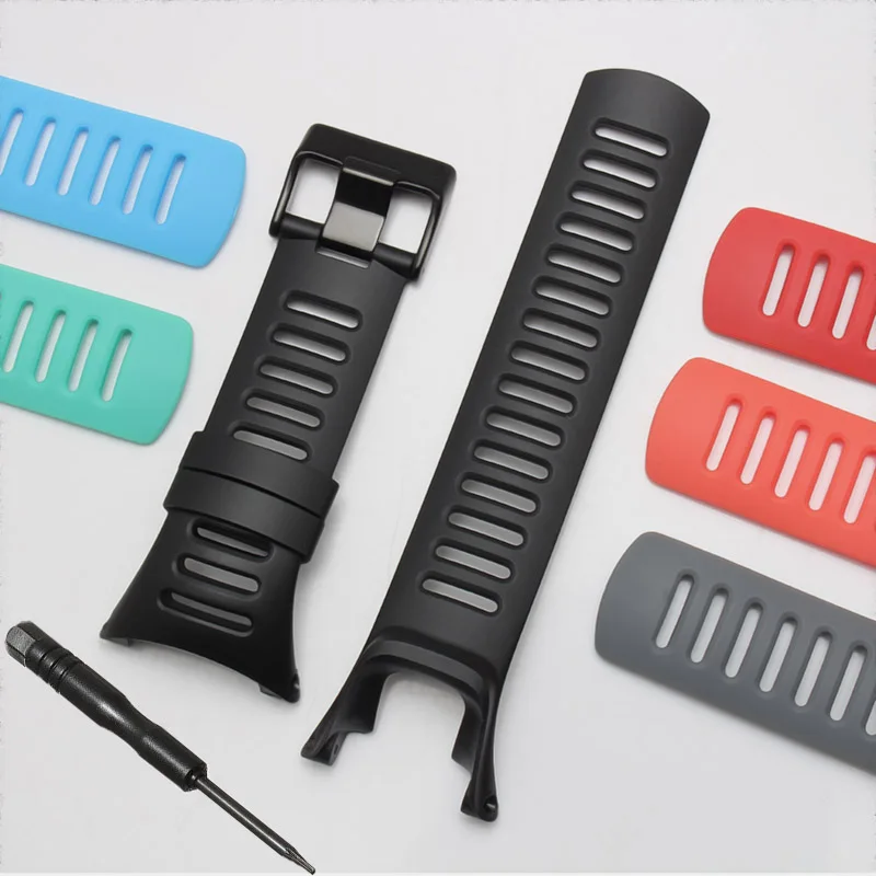 

shengmeirui Strap for SUUNTO Ambit 1 2 3 2R 2S 24mm Men's Watch Rubber Band Screwdriver Watch Accessories