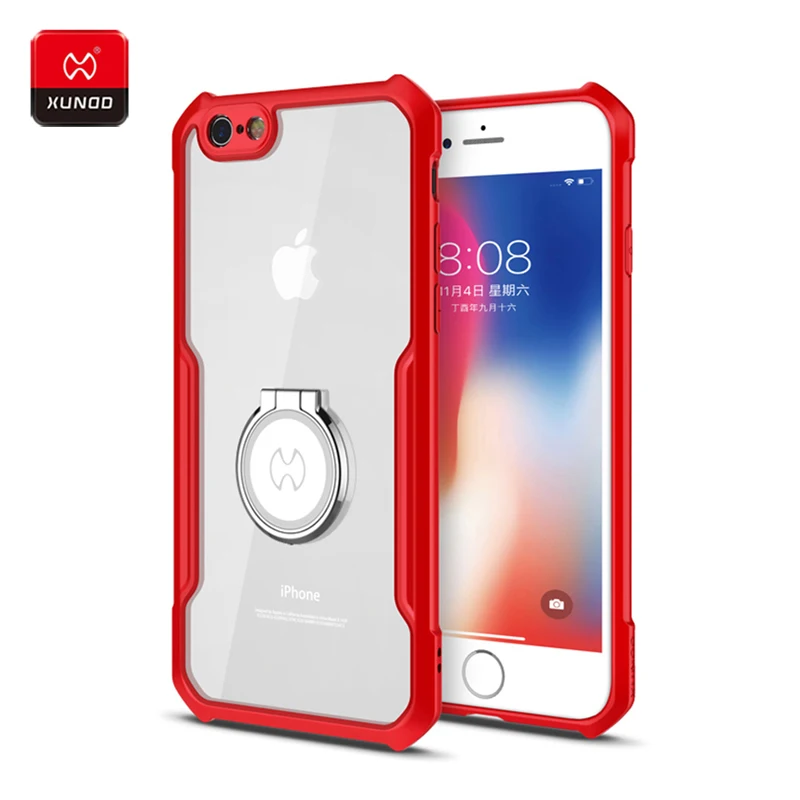 

Original Luxury Shockproof Transparent Back Case For iPhone 6S 7 8 Plus Phone Finger Ring holder Cover Cases Magnetic car holder