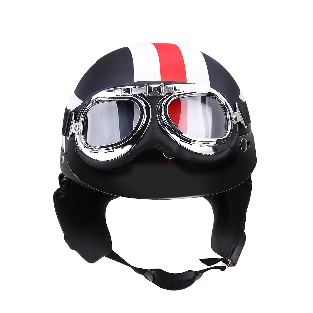 

CARCHET Unisex Motorcycle Helmets with Goggles Open Face Helmet Protection Helmet for Harley 54-60cm High Quality Vintage Moto