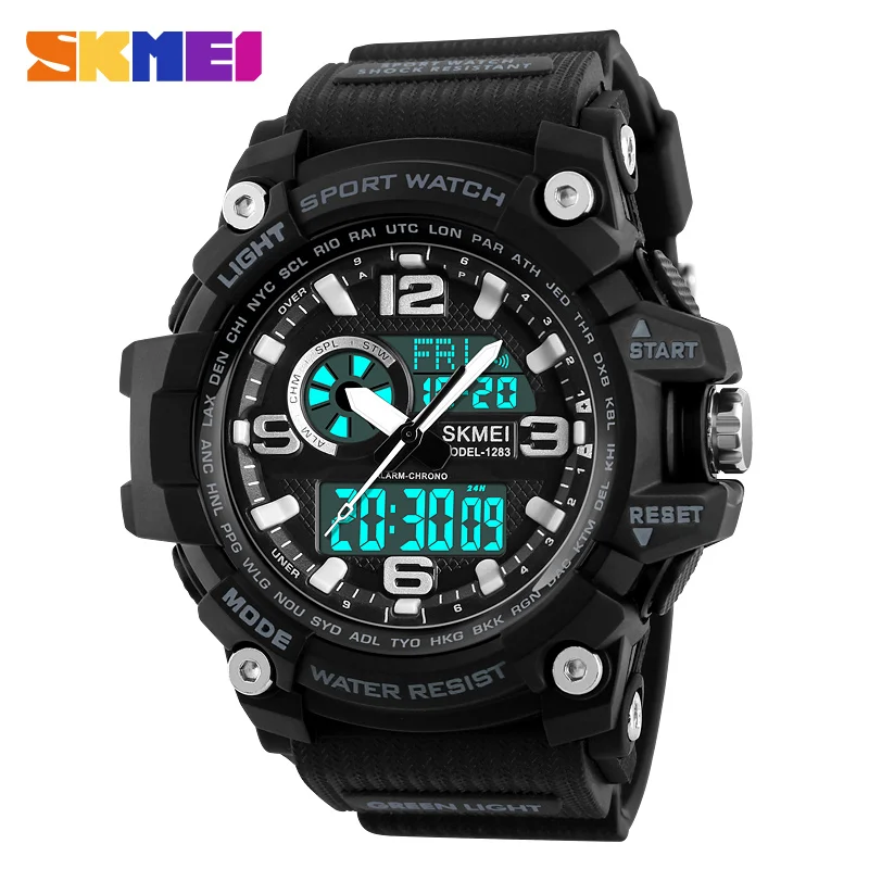 

SKMEI Electronic Watch Men Dual Display 3 Time Digital Sport Watches Stopwatch Calendar Alarm Hour Clock Countdown reloj hombre
