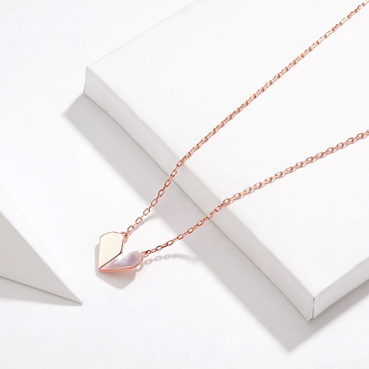 Bamoer, ожерелье-чокер в форме сердца, для женщин, 925 пробы, серебро, короткая цепочка, ожерелье, розовое золото, ювелирное изделие, SCN330