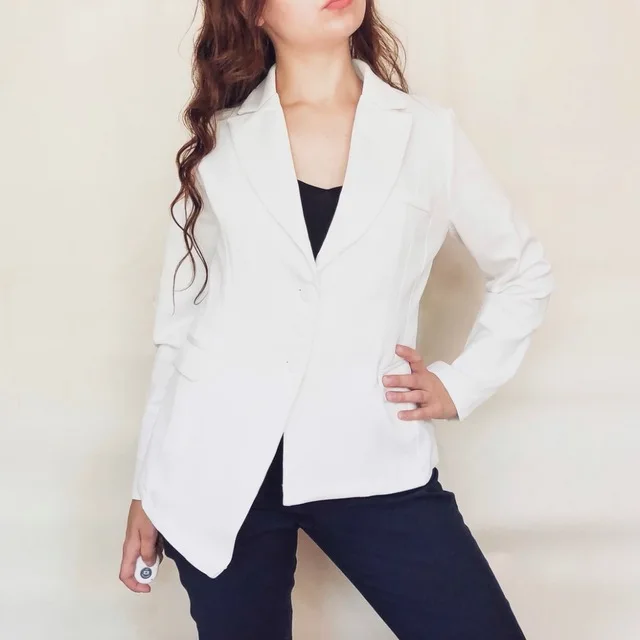 

Women Coat Plus Size 3XL Office 2018 Slim Office Lady Long Sleeve Lapel Single-Breasted Asymmetric Plain Girls Fashion Blazer
