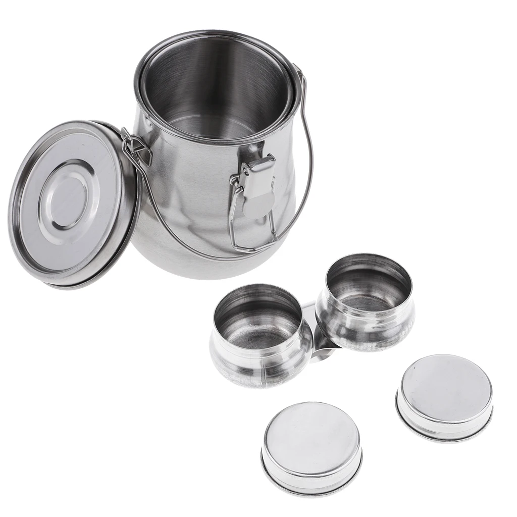 Portable Stainless Steel Double Hole Dipper Container Cup Oil Pots Brush Washer Paint Brush Cleaner Bucket Art Painting Supplies