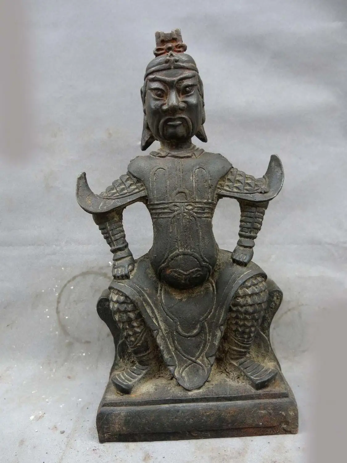 

15" China old Iron carved fine lucky buddhism treasure buddha sculpture Statue (D0426)