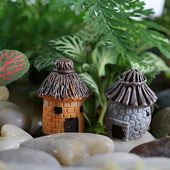 

Look round house thatched DIY assembly house decoration creative micro landscape decoration resin decoration