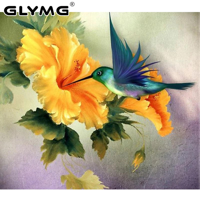 GLymg 5d Diy Diamond Painting Cross Stitch Full Drill Bird Flower Animal Rhinestones Embroidery Diamond Full Square Wall Sticker