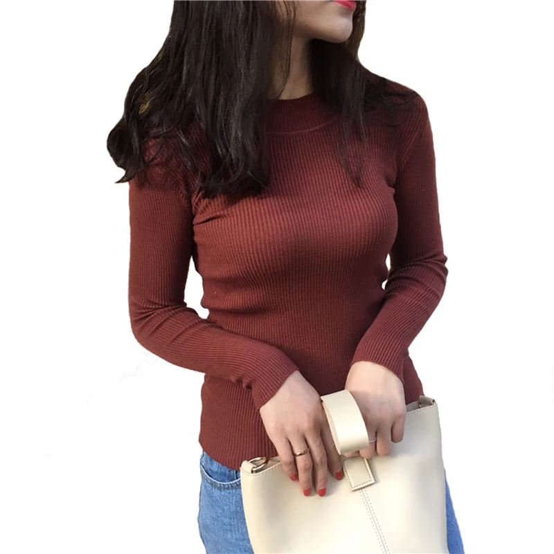 Autumn Winter Women Pullovers Sweater Knitted Elasticity Casual Jumper Fashion Slim Turtleneck Warm Female Sweaters | Женская одежда