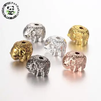 

Elephant Alloy Beads, Mixed Color, 10x11.5x8mm, Hole: 2mm
