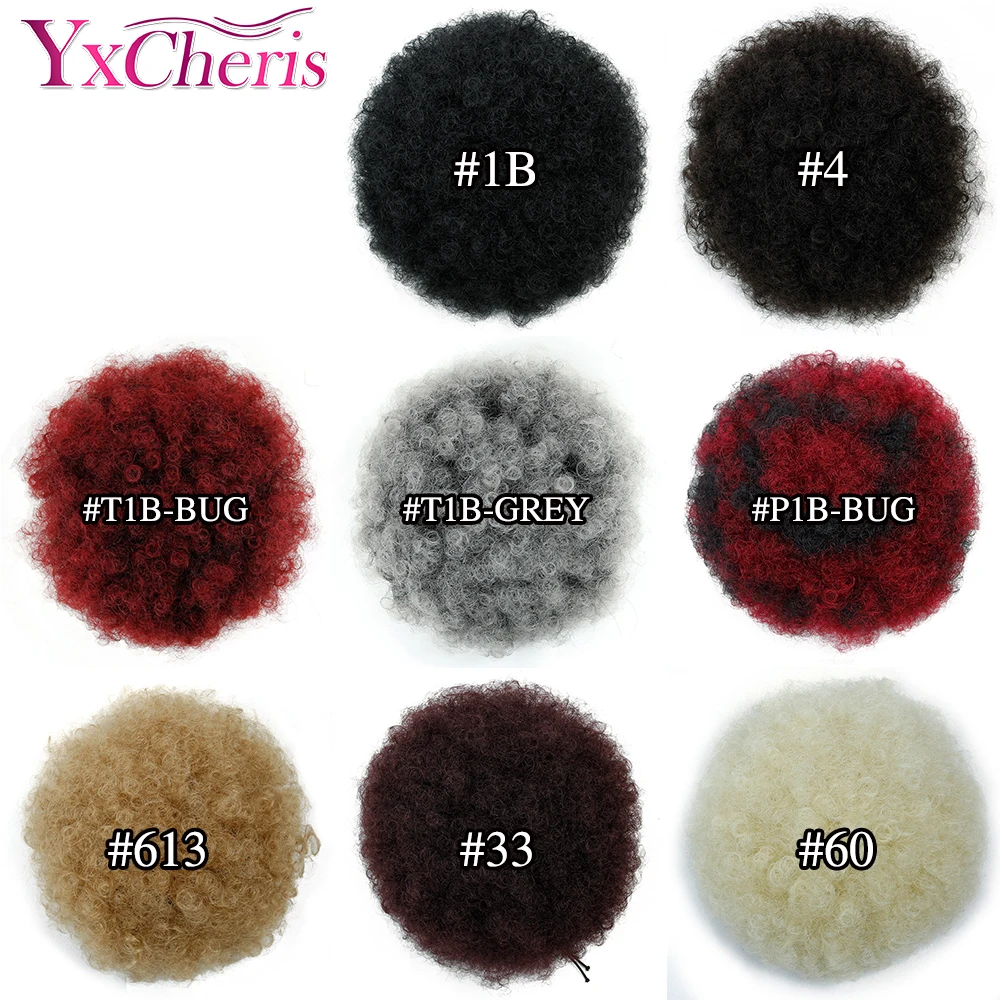 Drawstring Puff Kinky Curly Ponytail Short Wrap Synthetic Hair Bun Afro Ponytail Extensions and Hair Pieces