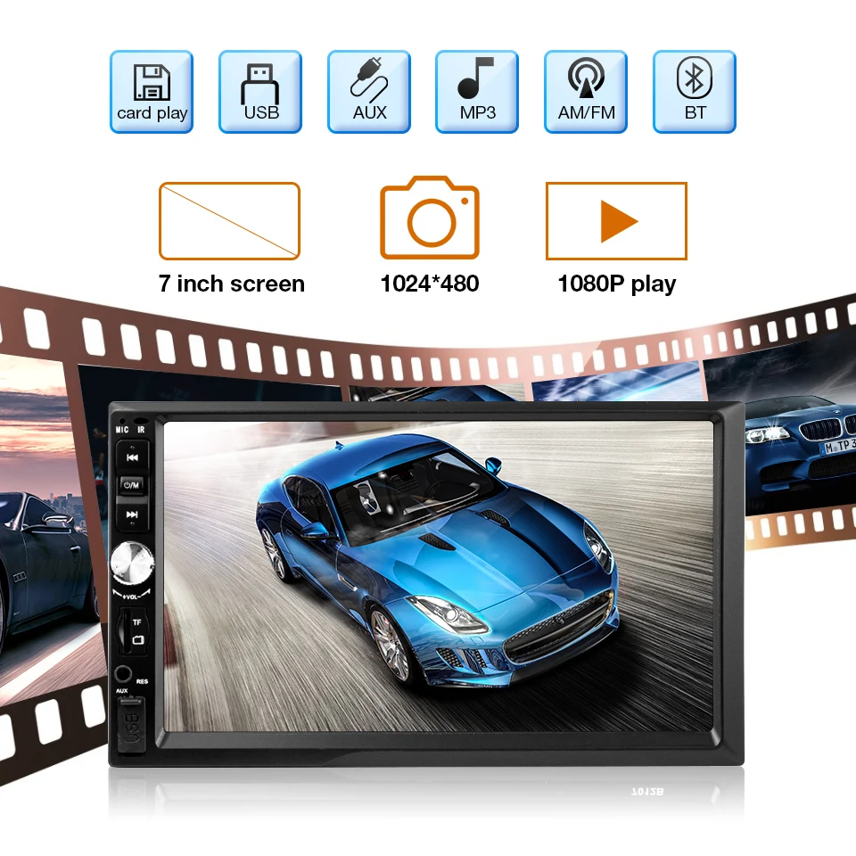 2 Din общее автомобильное радио 7 ''lcd сенсорный экран автомобильный Радио плеер Bluetooth автомобильная аудио Поддержка Камера заднего вида Автомобильный мультимедийный плеер