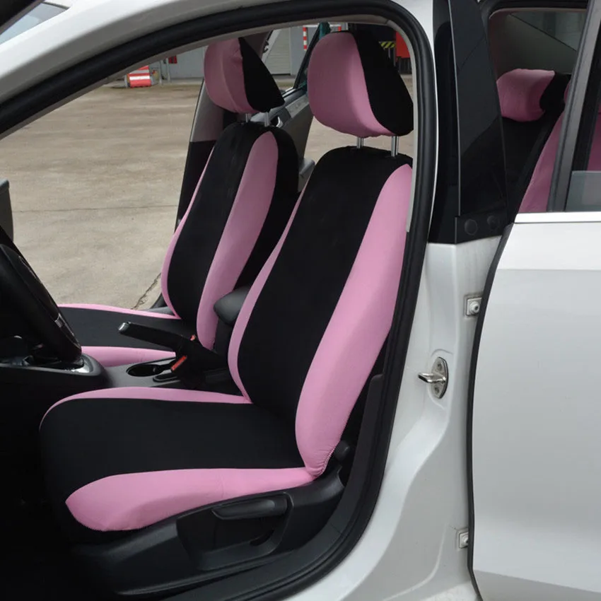 Чехлы для автомобильных сидений для Honda Toyota vw женский передний или полный комплект розовая бабочка вышивка Универсальный подходит для большинства автокресел Стайлинг - Название цвета: 4pcs pink