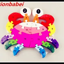 Actionbabei новые детские игрушки деревянная головоломка в форме краба просветление раннее образование 26 Английский, алфавитно-цифровой познавательный пазл