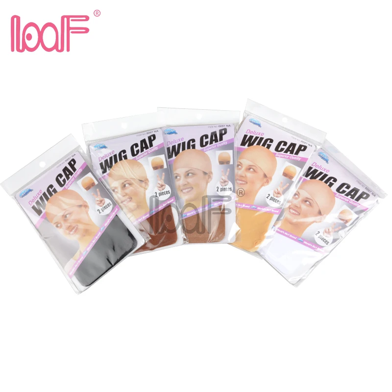 

LOOF 12 pcs(6packs) Deluxe Stocking Wig Liner Cap Snood Polyester Stretch Mesh Weaving Cap For Wearing Wigs Black Brown Blonde