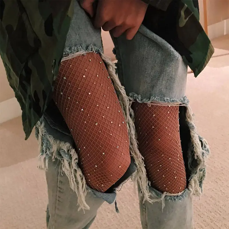 

HARKO Fashion Crystal Rhinestone Fishnet Elastic Stockings Fish Net Tights Pantyhose Sexy Stockings