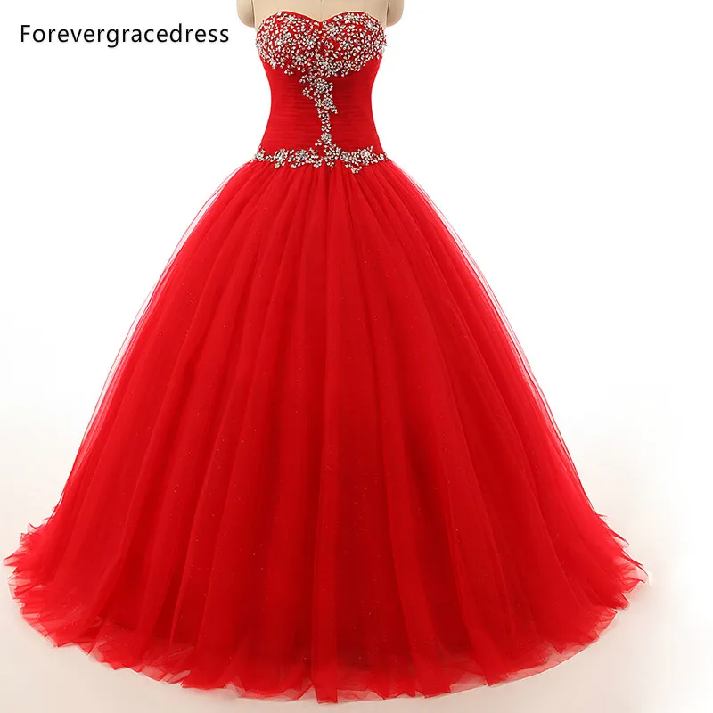 Forevergracedress красного цвета свадебное платье без рукавов Тюль Милая бисером Длинные
