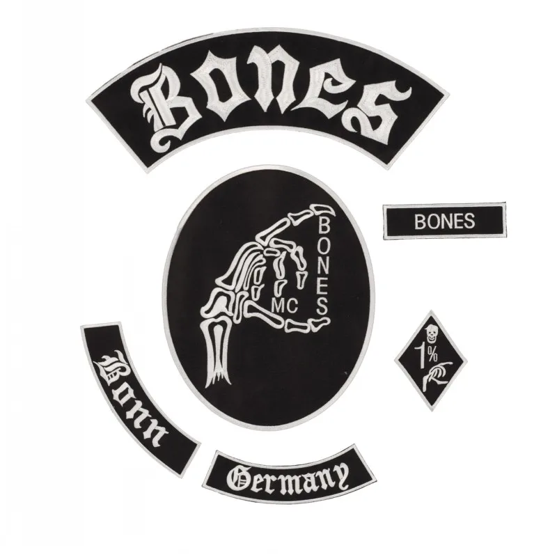 Bone MC New Punk Embroidered Iron On Patches For Clothes