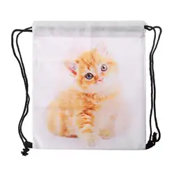 Унисекс 3D сумки с принтом на шнуровке рюкзаки Cinch Sack животный принт милый рюкзаки-переноски для кошек для Для женщин сумка из полиэстера для