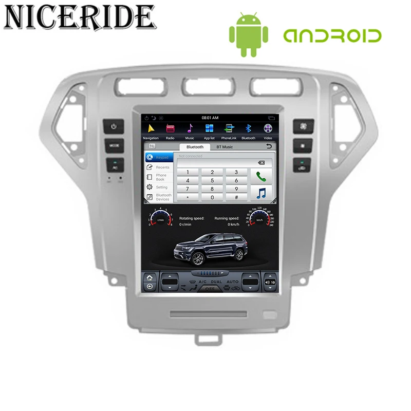 Cheap Niceride Vertical Screen Tesla Style 10.4" Car Dvd Player for Ford Mondeo 2007-2010 Car Radio Android 7.1 Gps Navigation BT Wifi 3