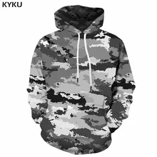 Sudadera con capucha de camuflaje KYKU para hombres, gris de camuflaje 3d Sudadera con capucha, sudadera con impresión de anime, Sudadera con capucha, Jersey militar clásico para hombres