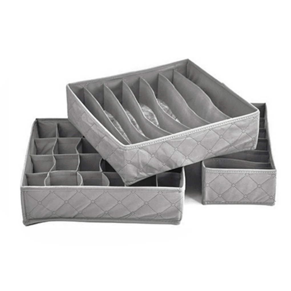 New Foldable 3Pcs Environment-friendly bamboo Closet Drawer Organizer Storage Box with Zipper Bamboo