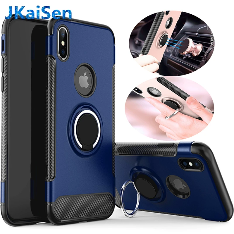 

Luxury Case for Apple iPhone 6 6S 7 8 Plus Car Holder Stand Magnetic Suction Bracket Finger Ring Soft TPU Cover for X XR XS MAX