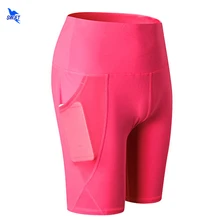 Эластичные шорты для йоги с высокой талией, для занятий спортом, для бега, леггинсы для тренировок, сетчатые, с карманами, для бега, трико для фитнеса, спортивная одежда