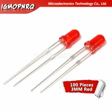 100 шт. красный светильник-диоды красный поворот красный 3 мм светодиод