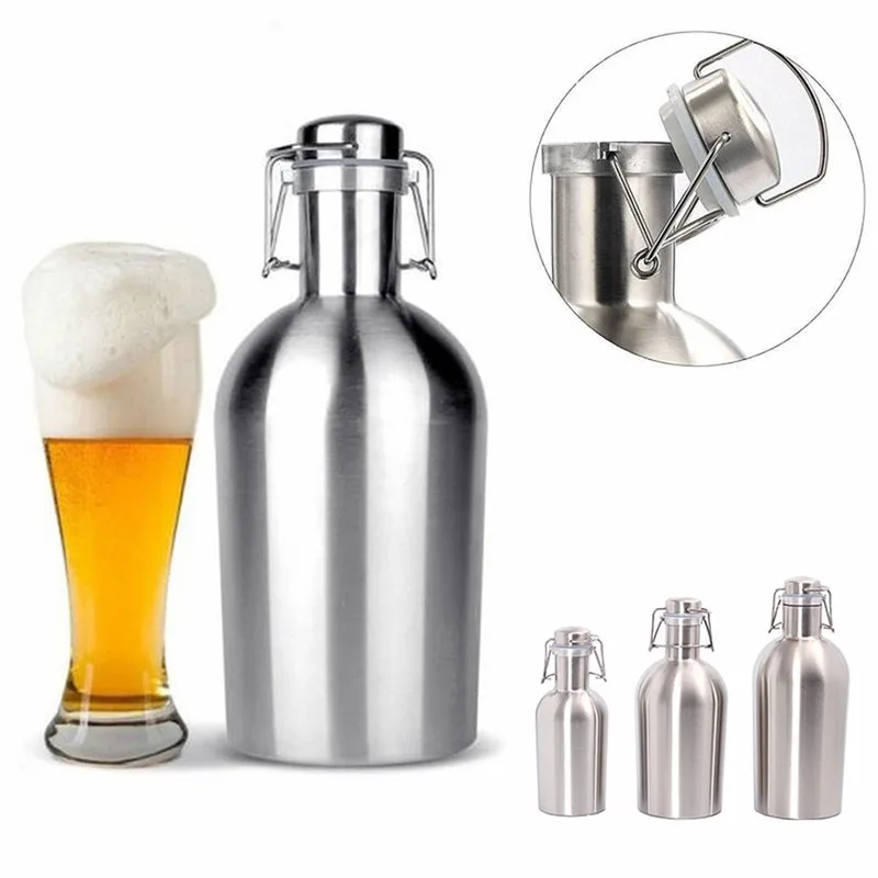 

Homebrew Beer Bottle Outdoor Camping Hiking Picnic Beer Barrel 1/1.5/2/2.5L Stainless Steel Portable Beer Keg Wine Bottle Drink