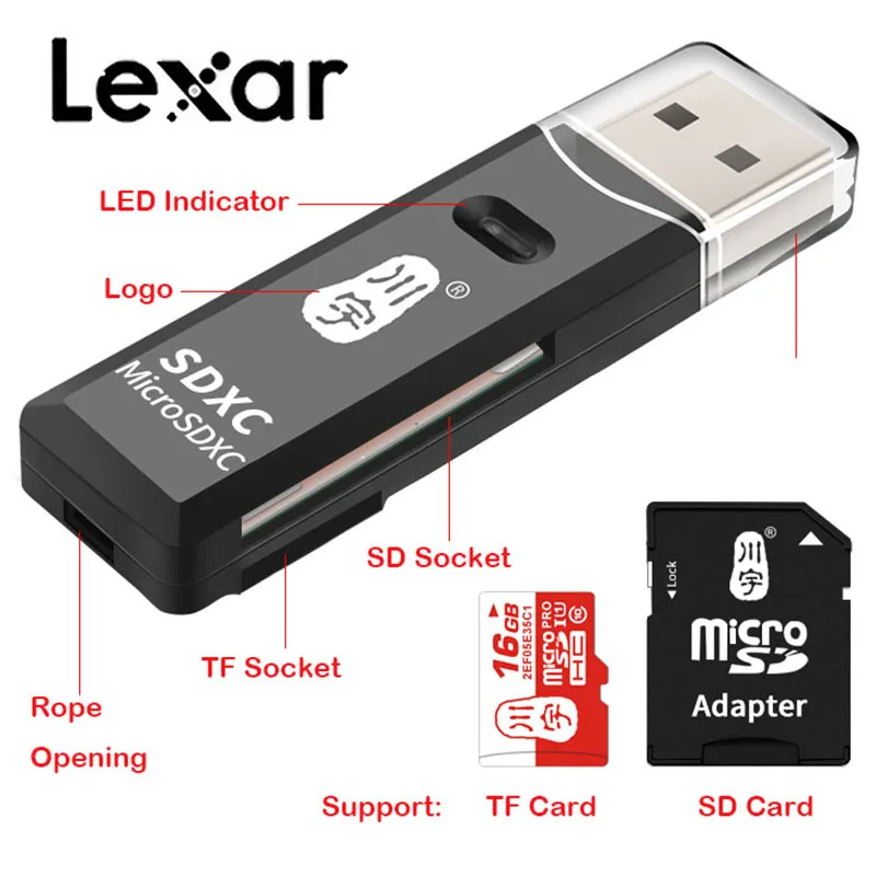 Lexar Brand SDXC SDHC SD Card 95M/s 633x 32GB 64GB 128GB 256GB 512GB 1TB U1 U3 Class 10 Memory Card For 1080p 3D 4K video Camera