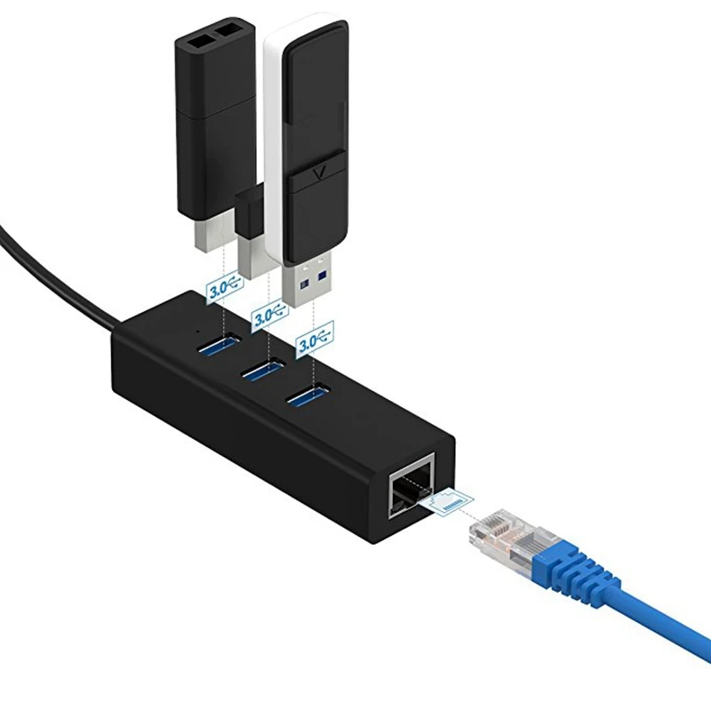 3 порта USB 0 Ethernet Lan RJ45 сетевой адаптер концентратор до 100 Мбит/с для ПК RF|USB-хабы| |