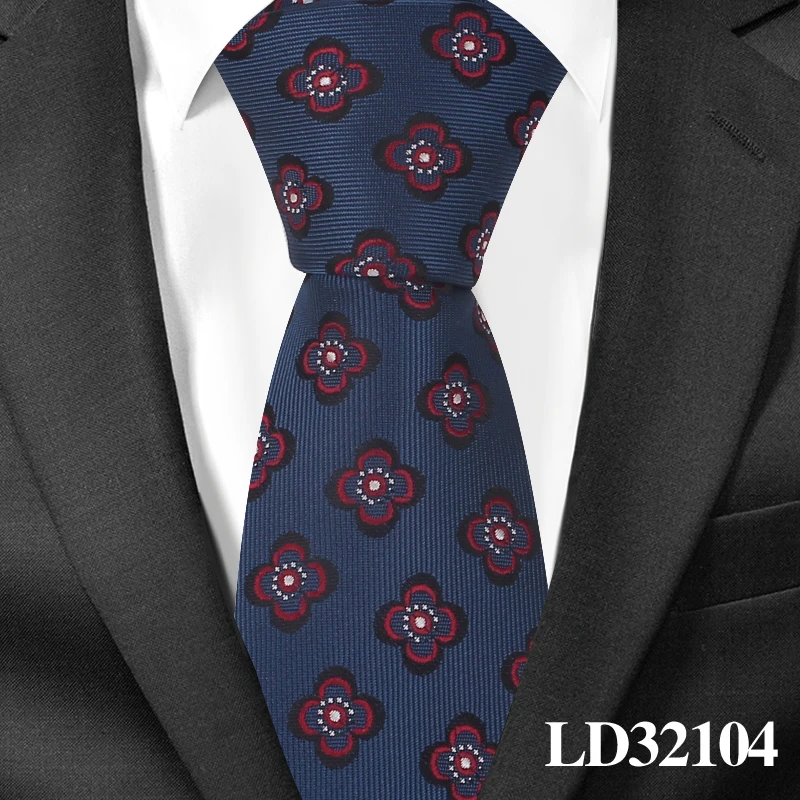 Новый жаккардовый галстук для Для мужчин полиэстер галстук в цветочек для деловые свадебные костюмы 7 см Узкие галстуки тонкие Для мужчин