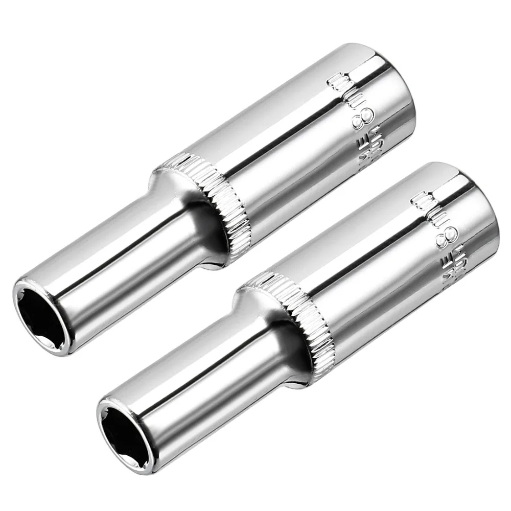

UXCELL Newest 2Pcs Drive 3/8-inch 8mm Cr-V 6-Point Deep Socket