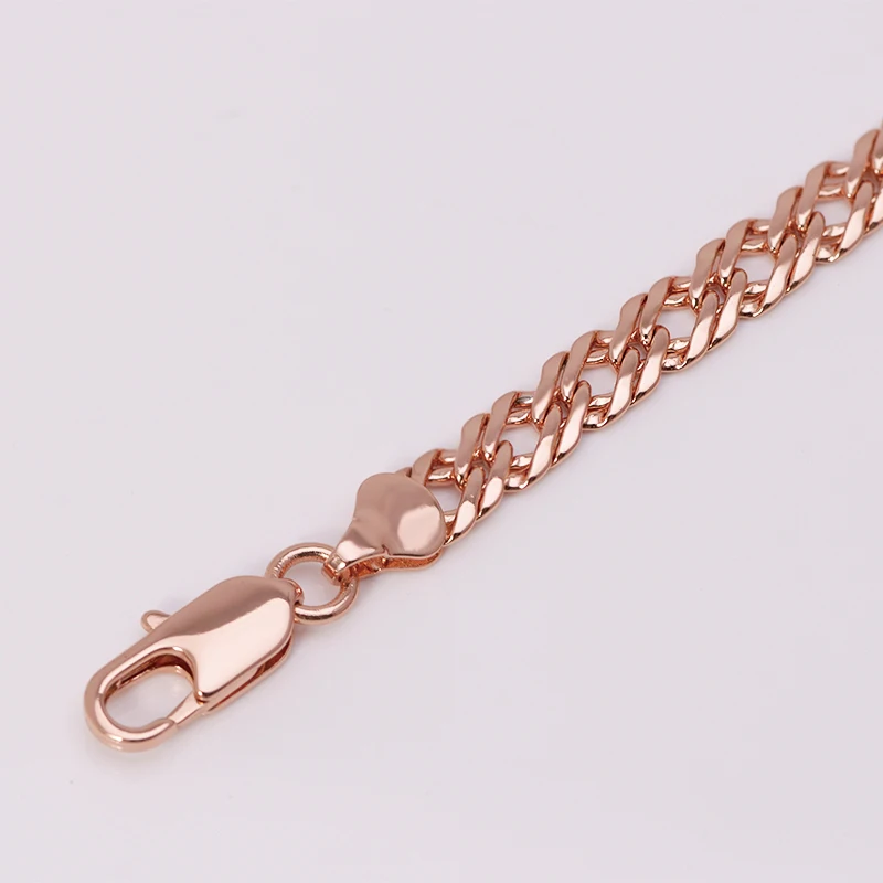 MxGxFam ( 19.5 cm * 6 mm) Rose Gold Color Weave Chain Bracelets For Men Women Fashion Jewelry Lead and Nickel Free