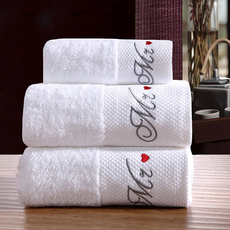 5 Star Hotel Luxury Embroidery White Bath Towel Set Cotton Large Beach Towel Brand Absorbent Quick-drying Bathroom Towel